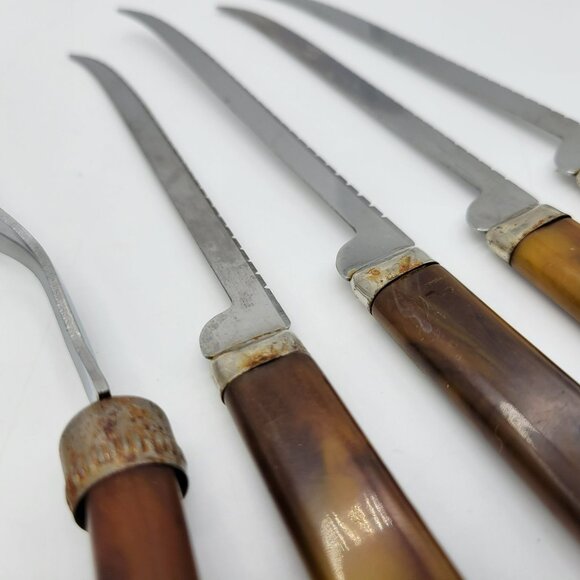 Bakelite Handle Knives Sharpener Fork 8 Pcs Misc. Stainless Blades - Picture 16 of 16